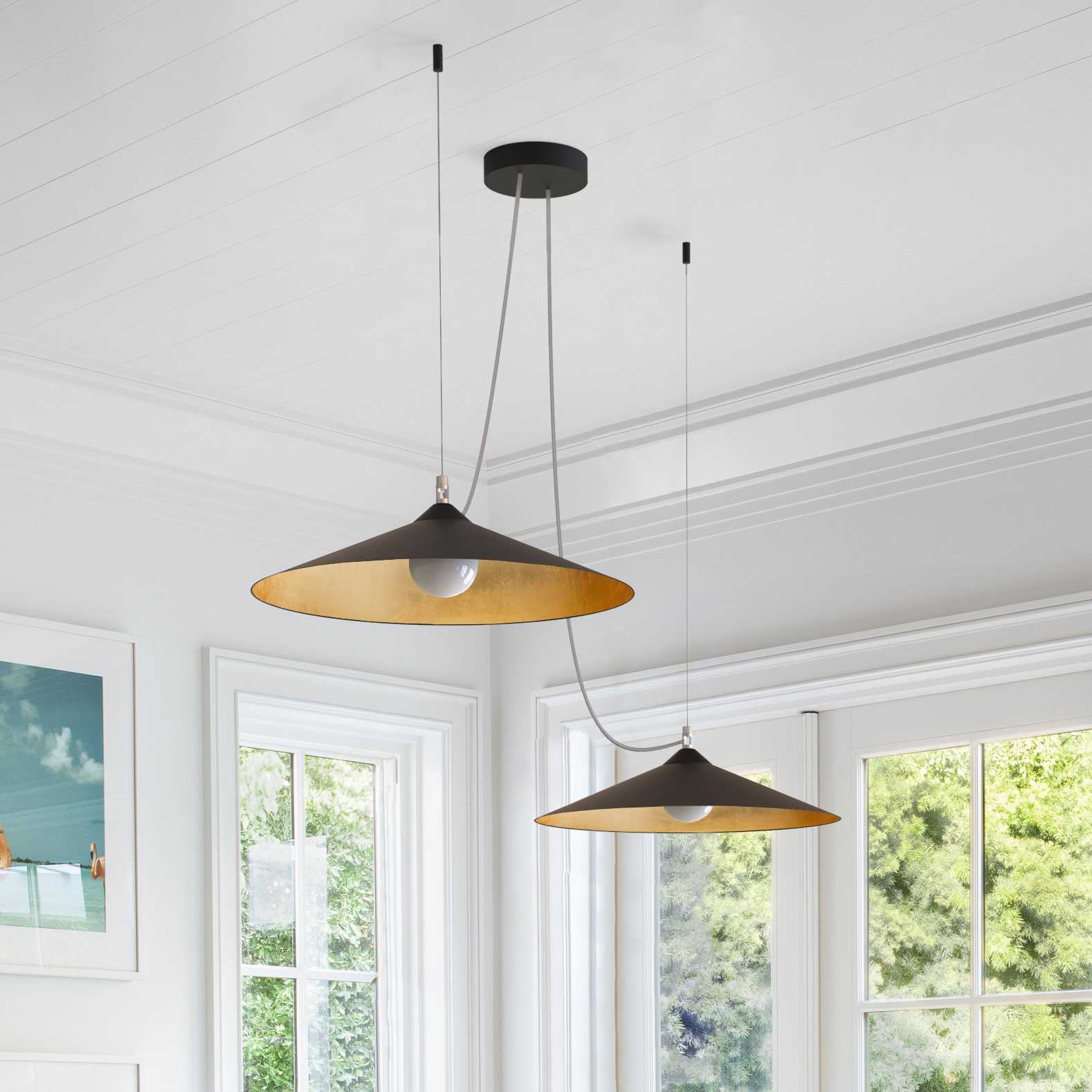 COLOMBO SUSPENSION WITH 2 LIGHT DIFFUSERS